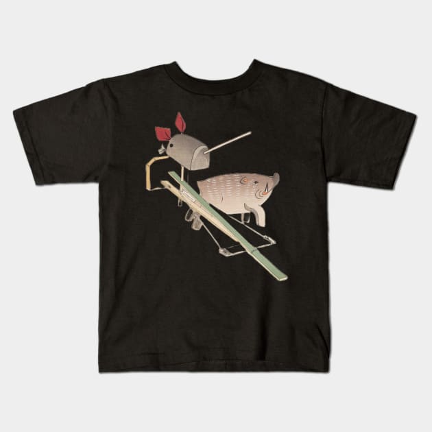 Japanese Boar Pig Hog Monster Yokai Kids T-Shirt by TV Dinners